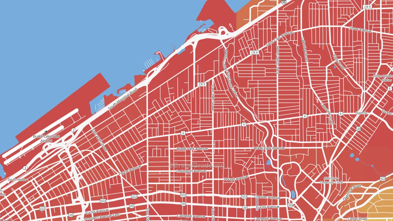 Saint Claire-Superior, Cleveland, OH Map of Assault Rates