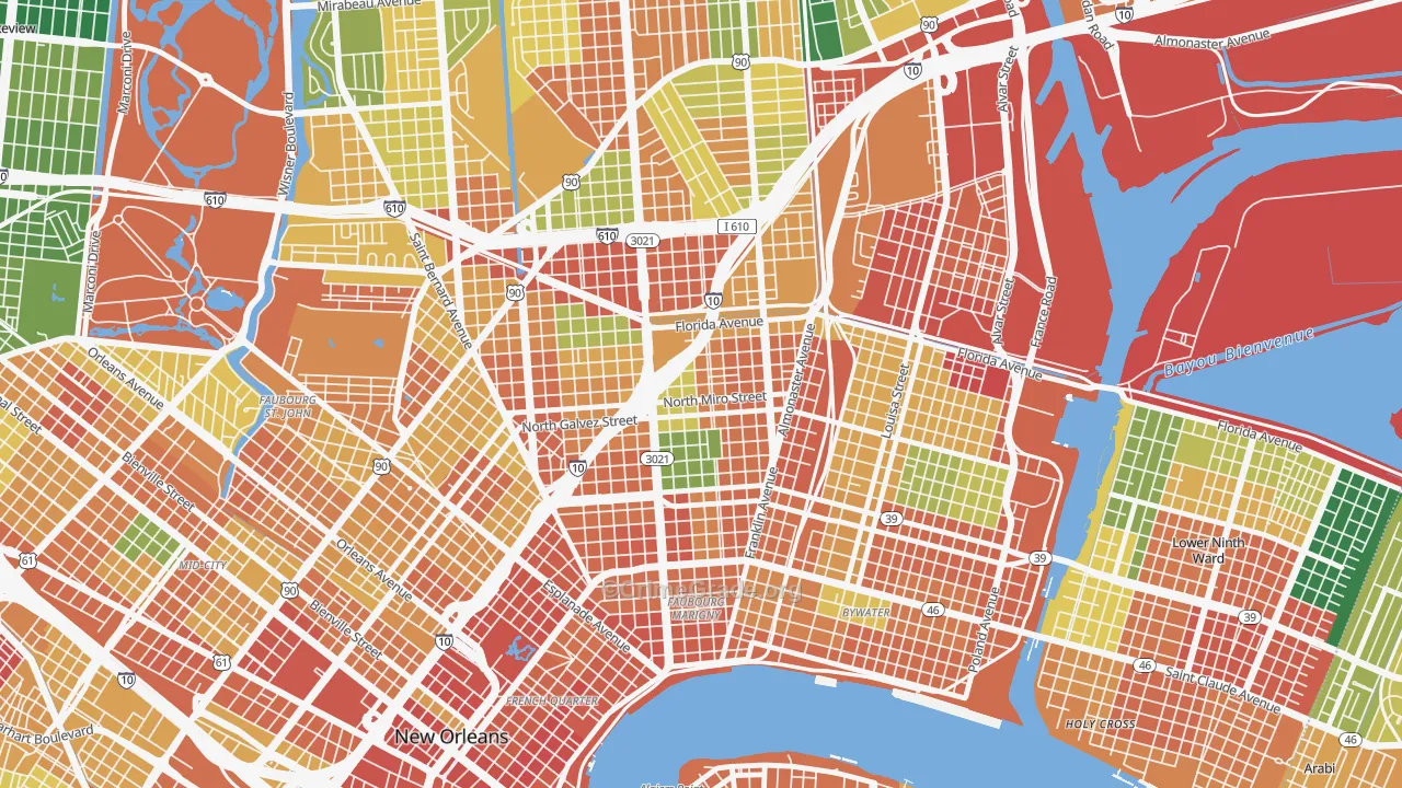 Saint Roch, New Orleans, LA Map of Assault Rates