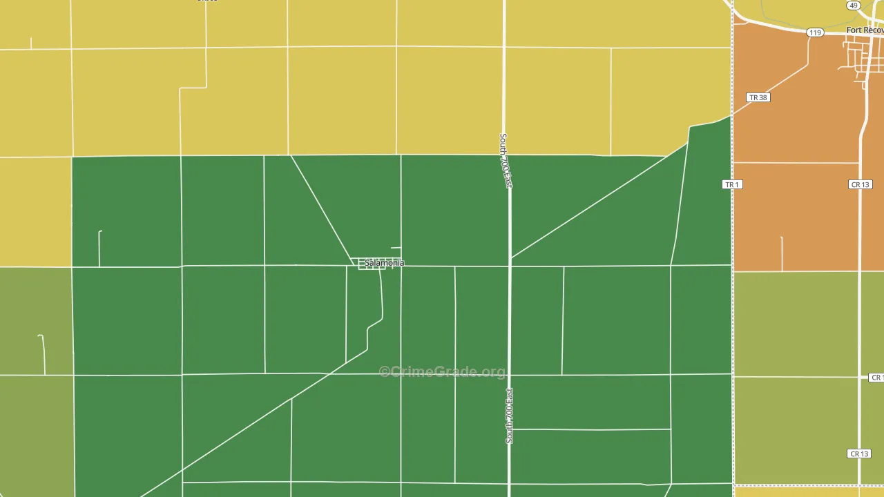 Salamonia, IN Map of Assault Rates