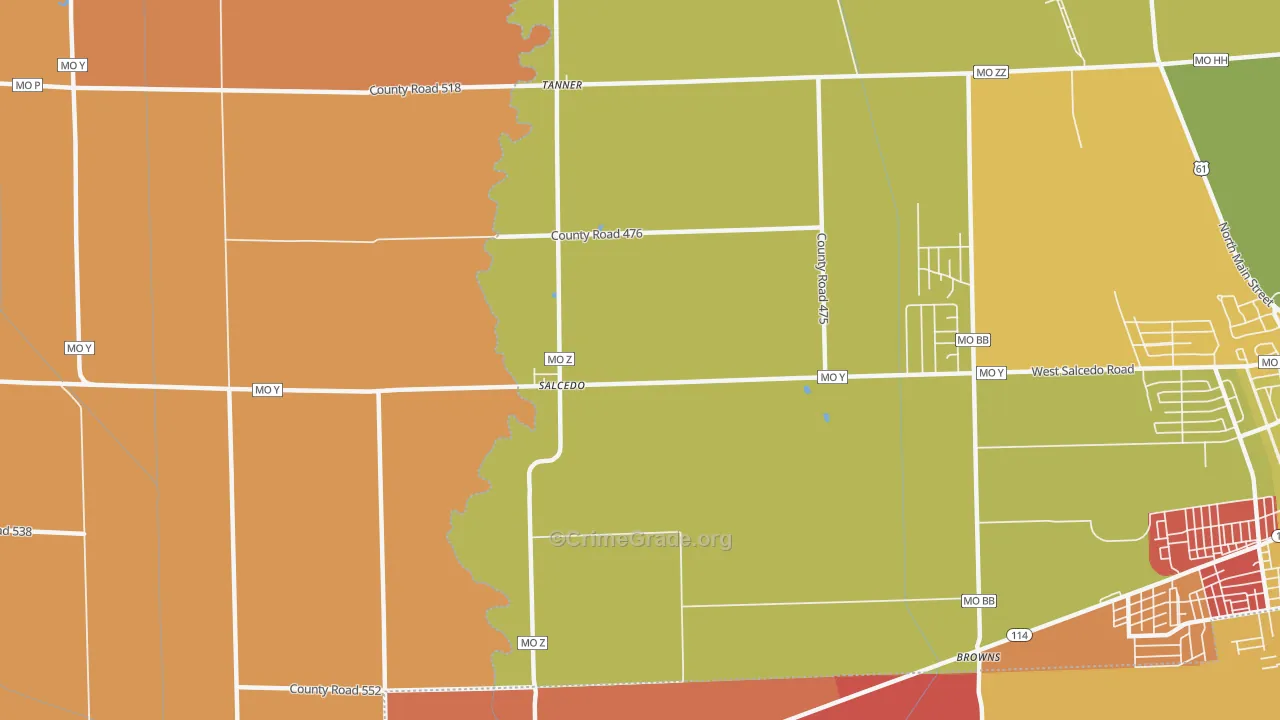 Salcedo, MO Map of Assault Rates