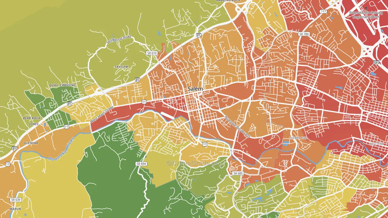 Salem City, VA Map of Assault Rates