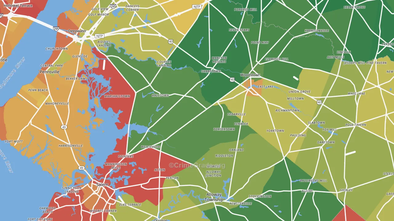 Salem County, NJ Map of Assault Rates