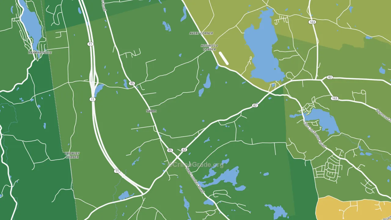 Salem, CT Map of Assault Rates