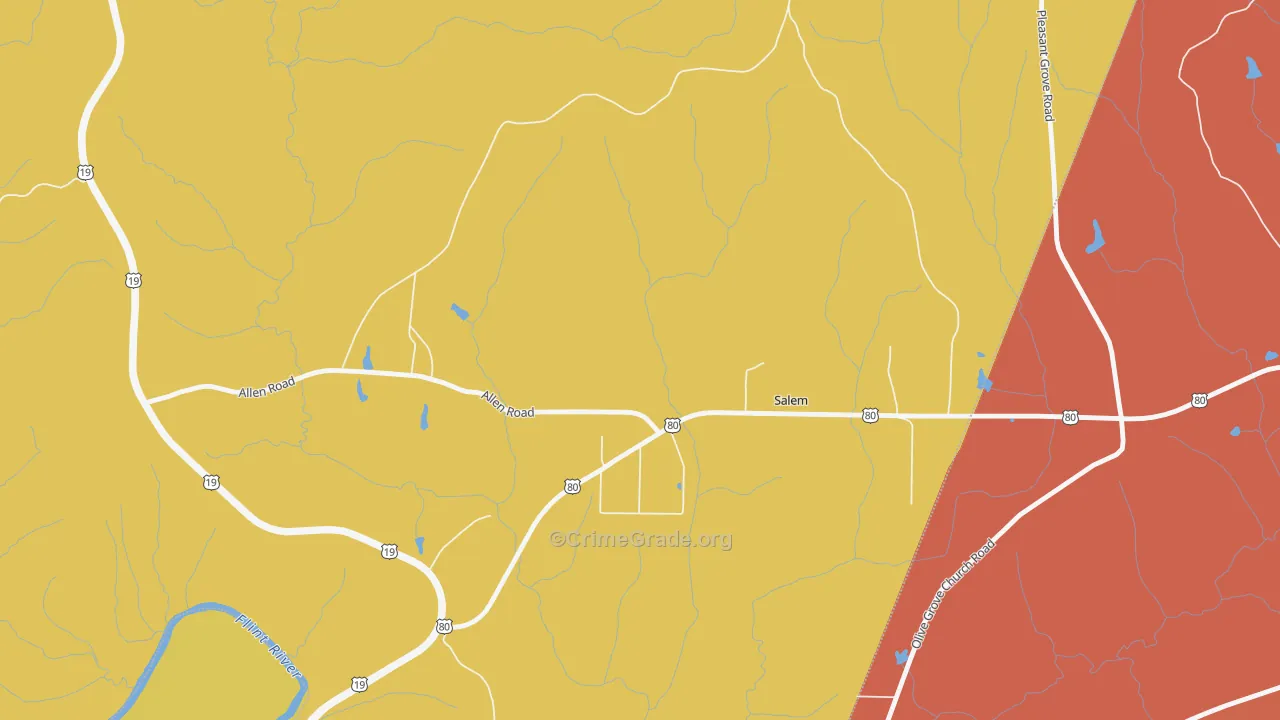 Salem, GA Map of Assault Rates
