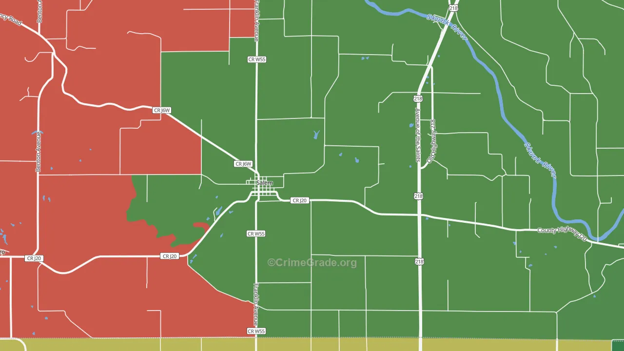Salem, IA Map of Assault Rates