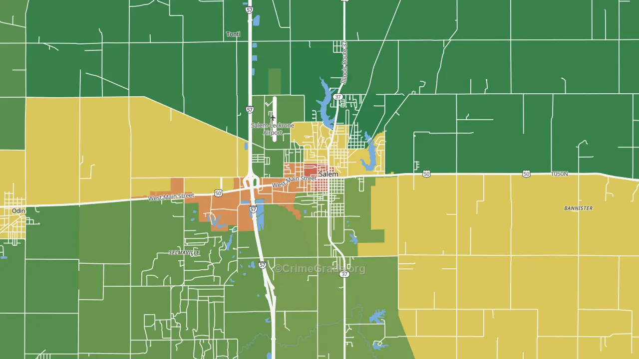 Salem, IL Map of Assault Rates