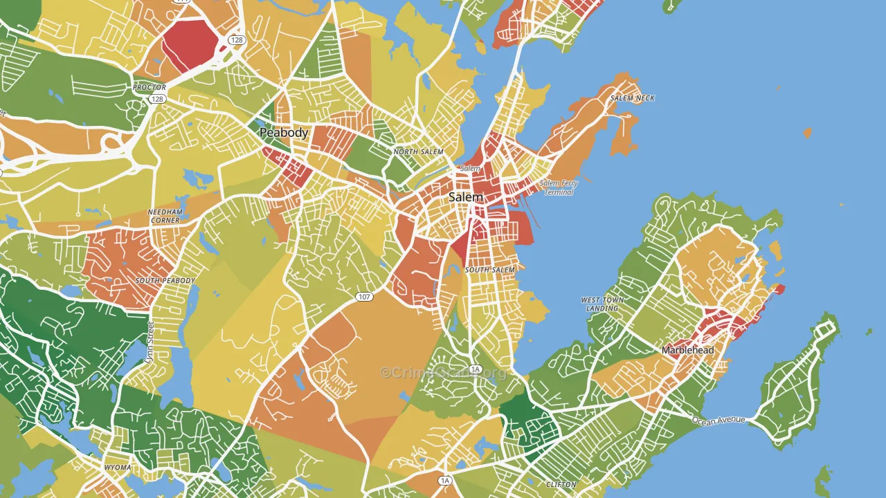 Salem, MA Map of Assault Rates