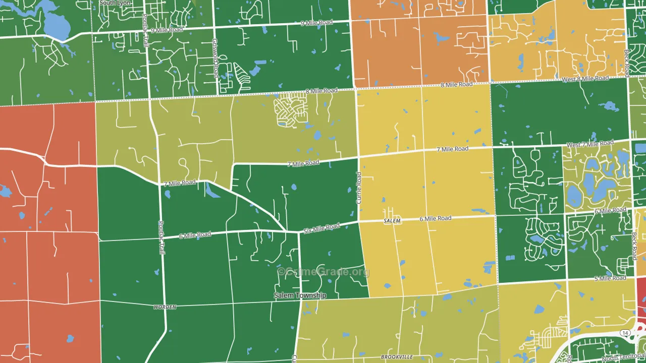 Salem, MI Map of Assault Rates