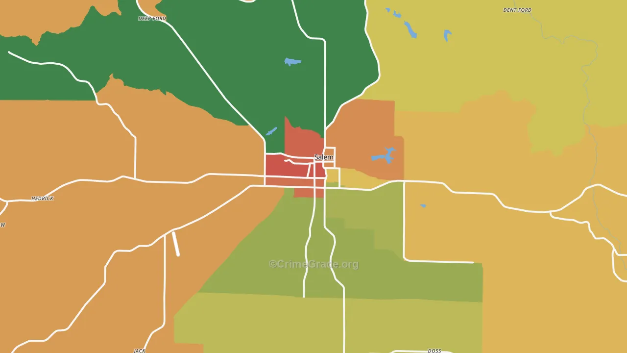 Salem, MO Map of Assault Rates