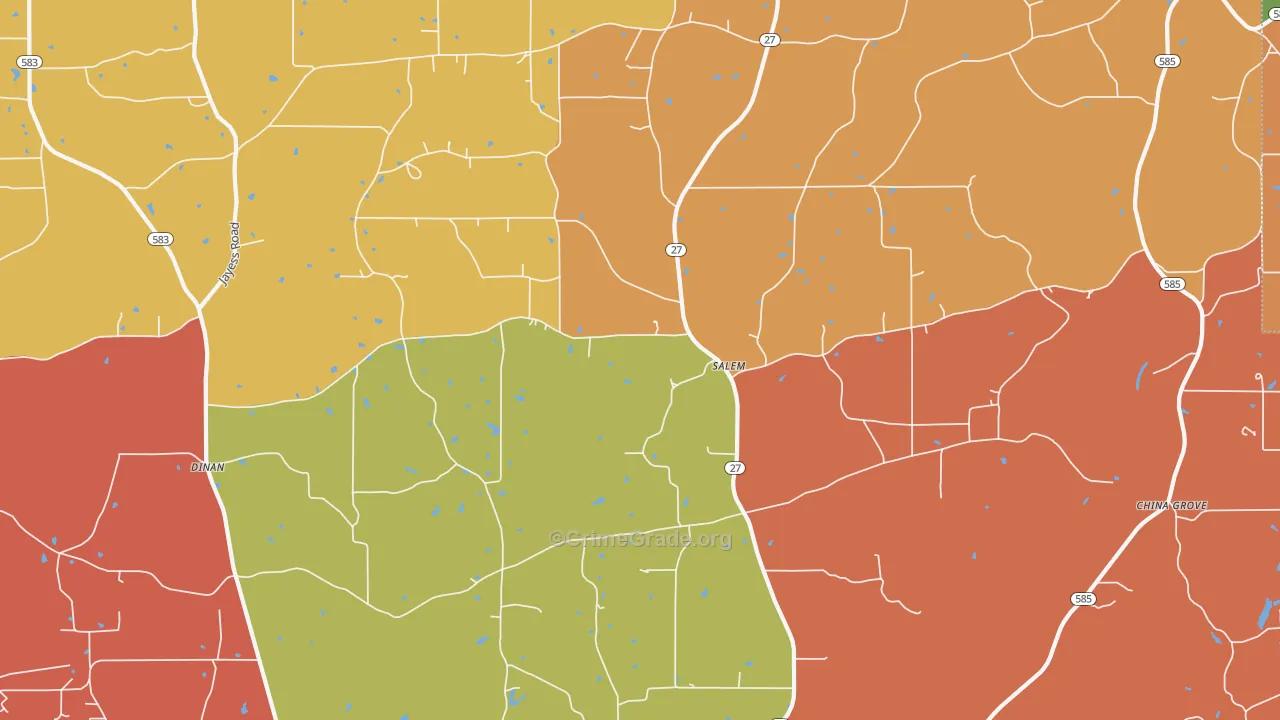 Salem, MS Map of Assault Rates