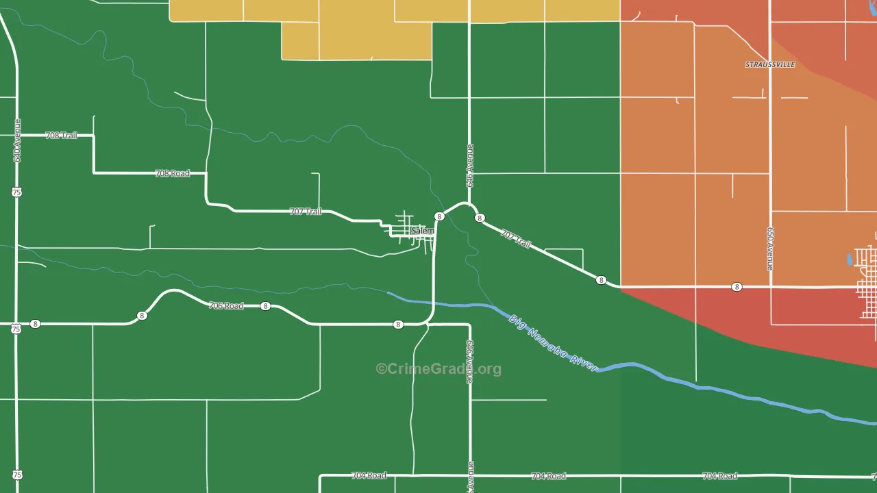 Salem, NE Map of Assault Rates
