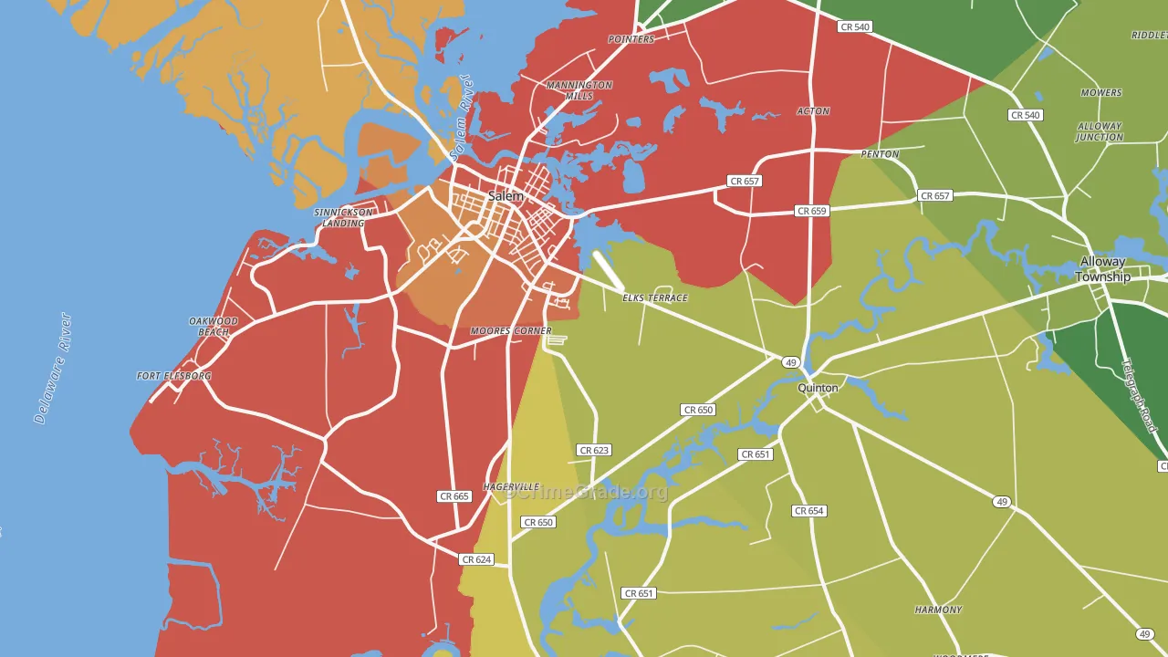 Salem, NJ Map of Assault Rates