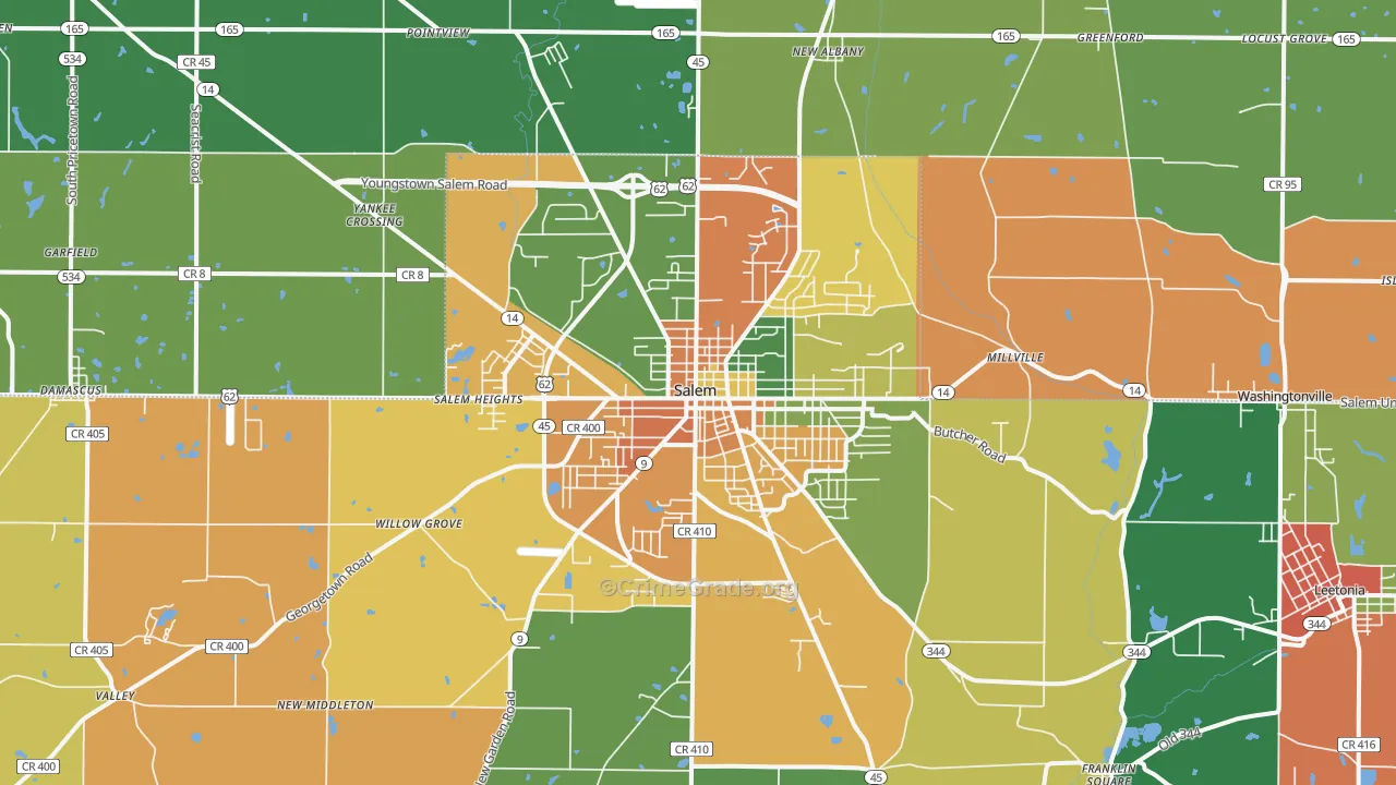 Salem, OH Map of Assault Rates