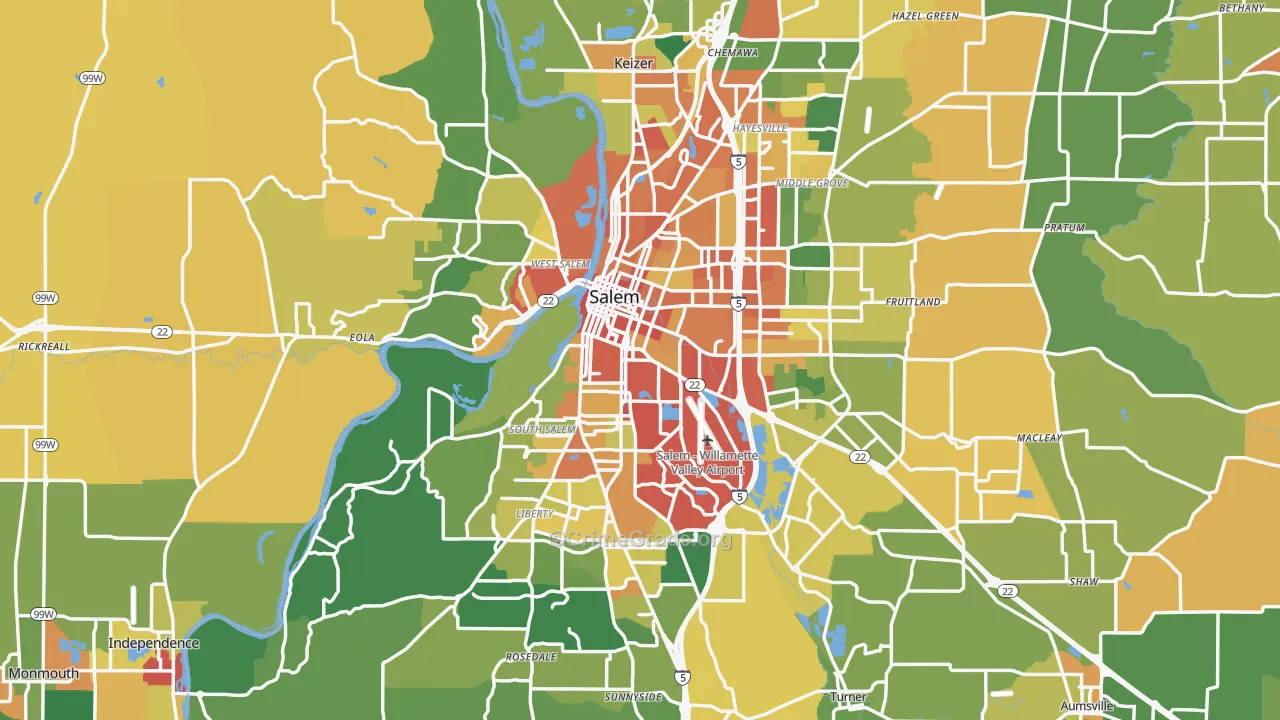Salem, OR Map of Assault Rates
