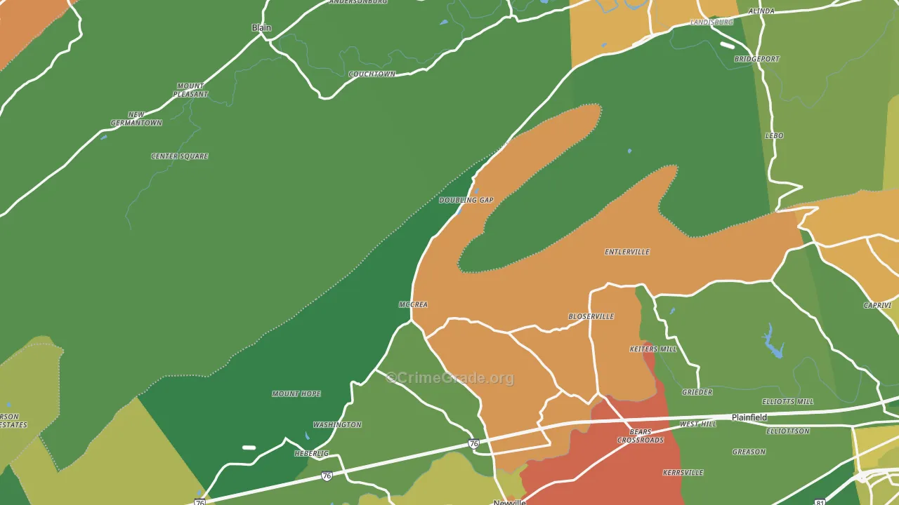 Salem, PA Map of Assault Rates