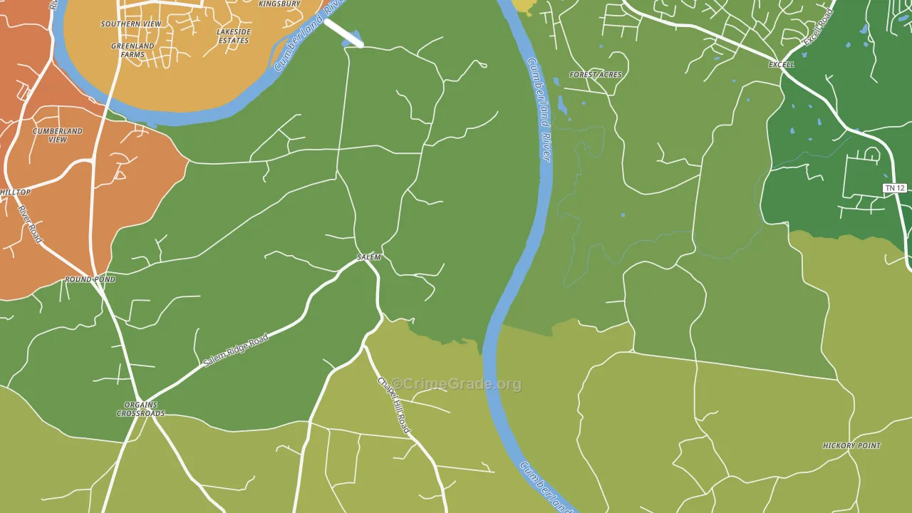 Salem, TN Map of Assault Rates