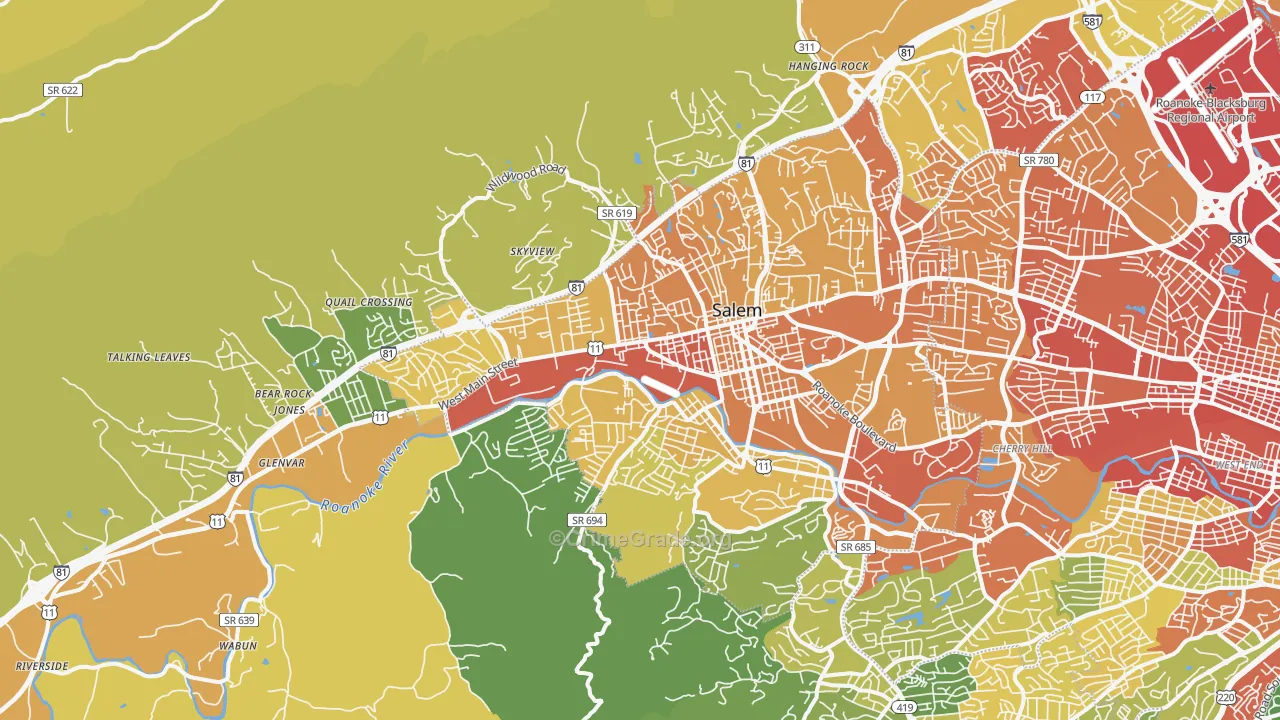 Salem, VA Map of Assault Rates