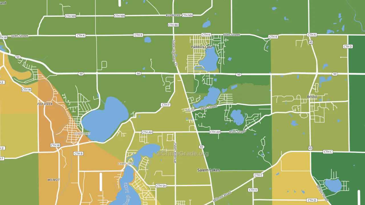 Salem, WI Map of Assault Rates