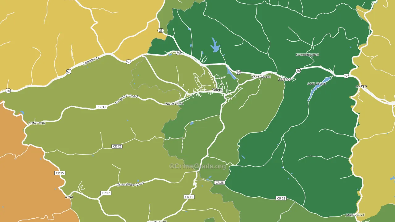Salem, WV Map of Assault Rates