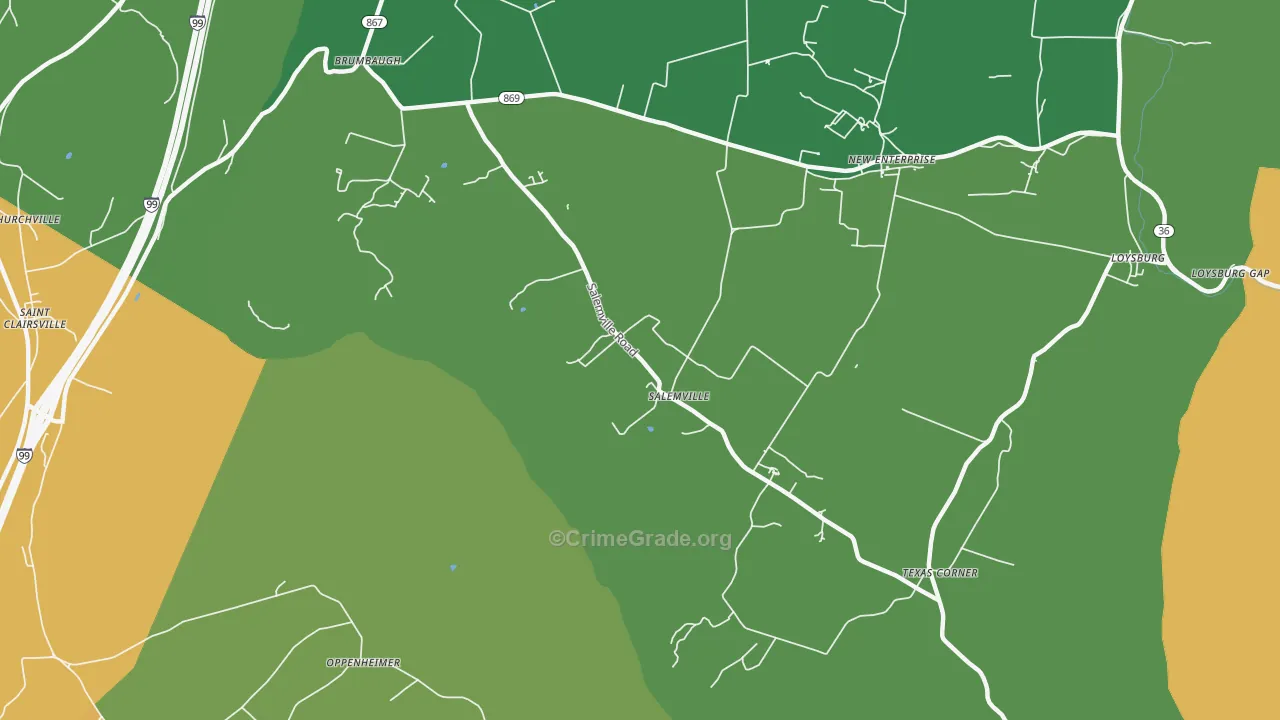 Salemville, PA Map of Assault Rates