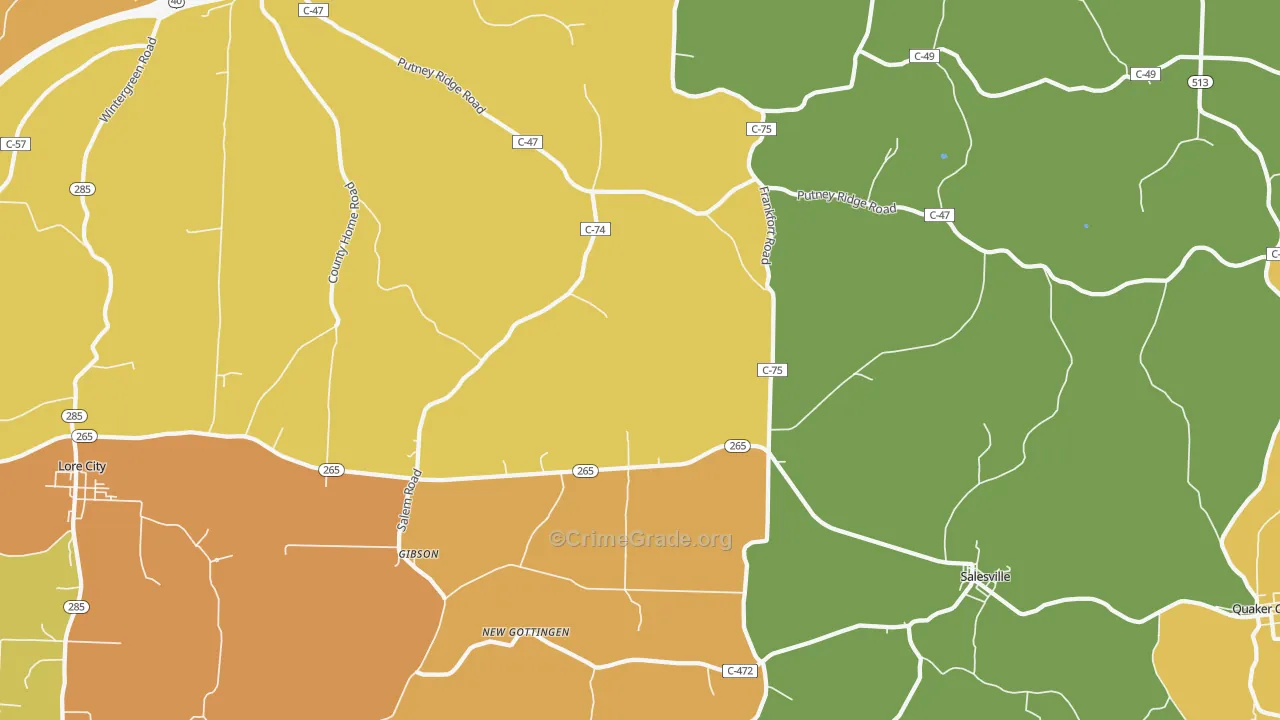 Salesville, OH Map of Assault Rates