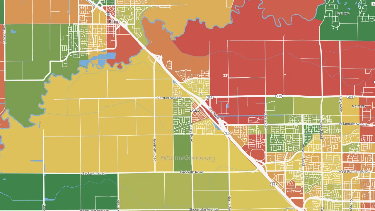 Salida, CA Map of Assault Rates