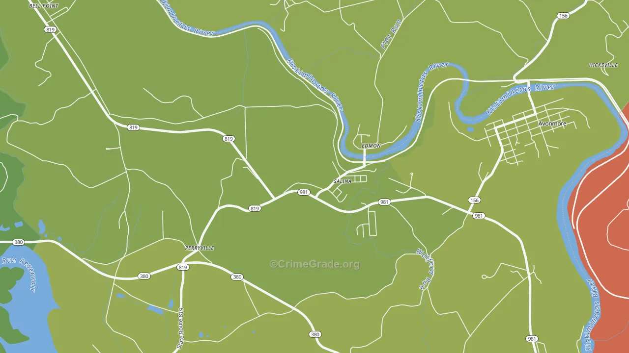 Salina, PA Map of Assault Rates