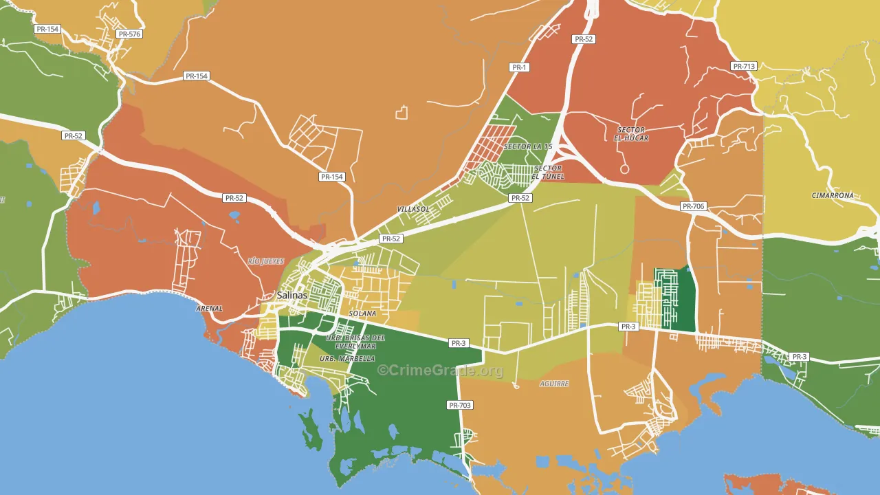 Salinas, PR Map of Assault Rates