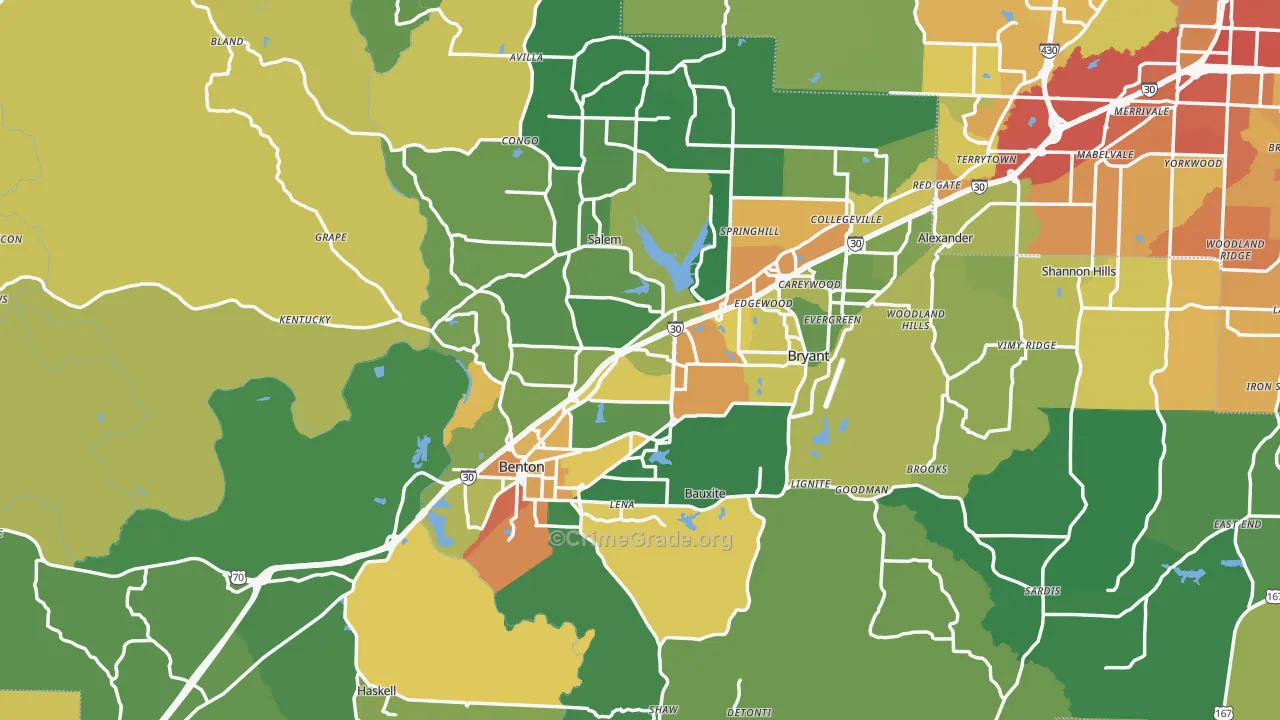 Saline County, AR Map of Assault Rates