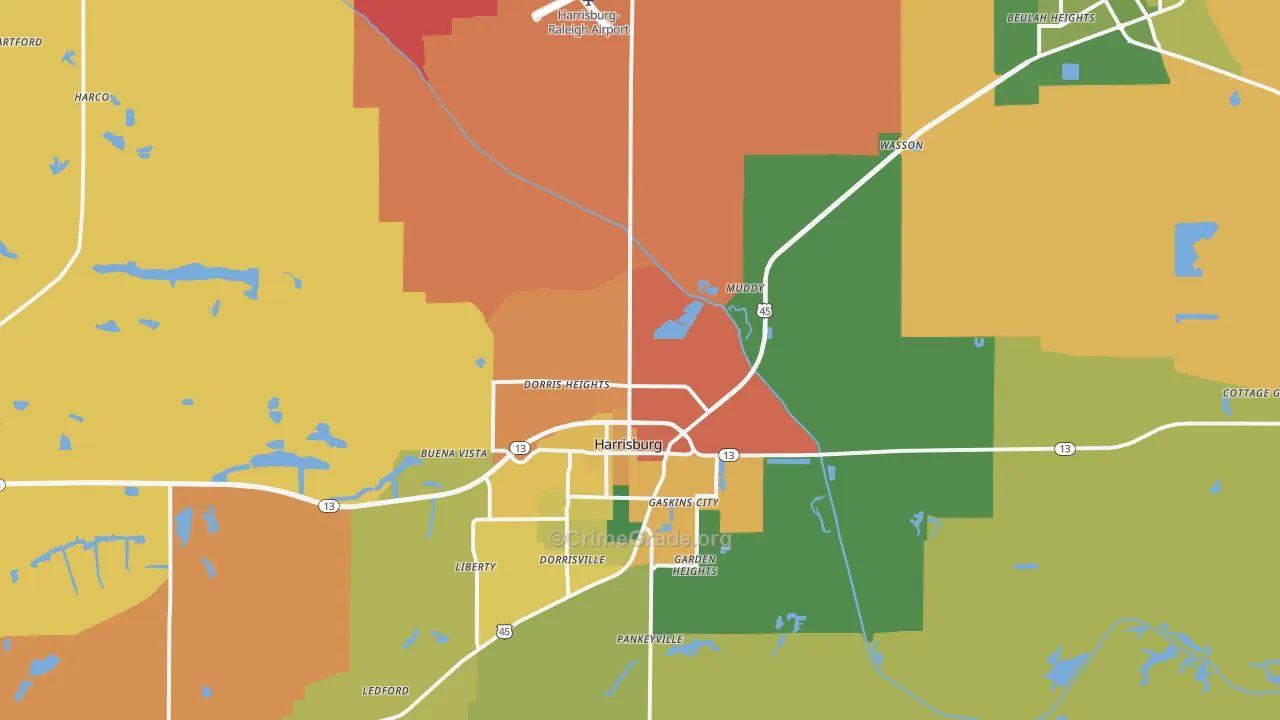 Saline County, IL Map of Assault Rates