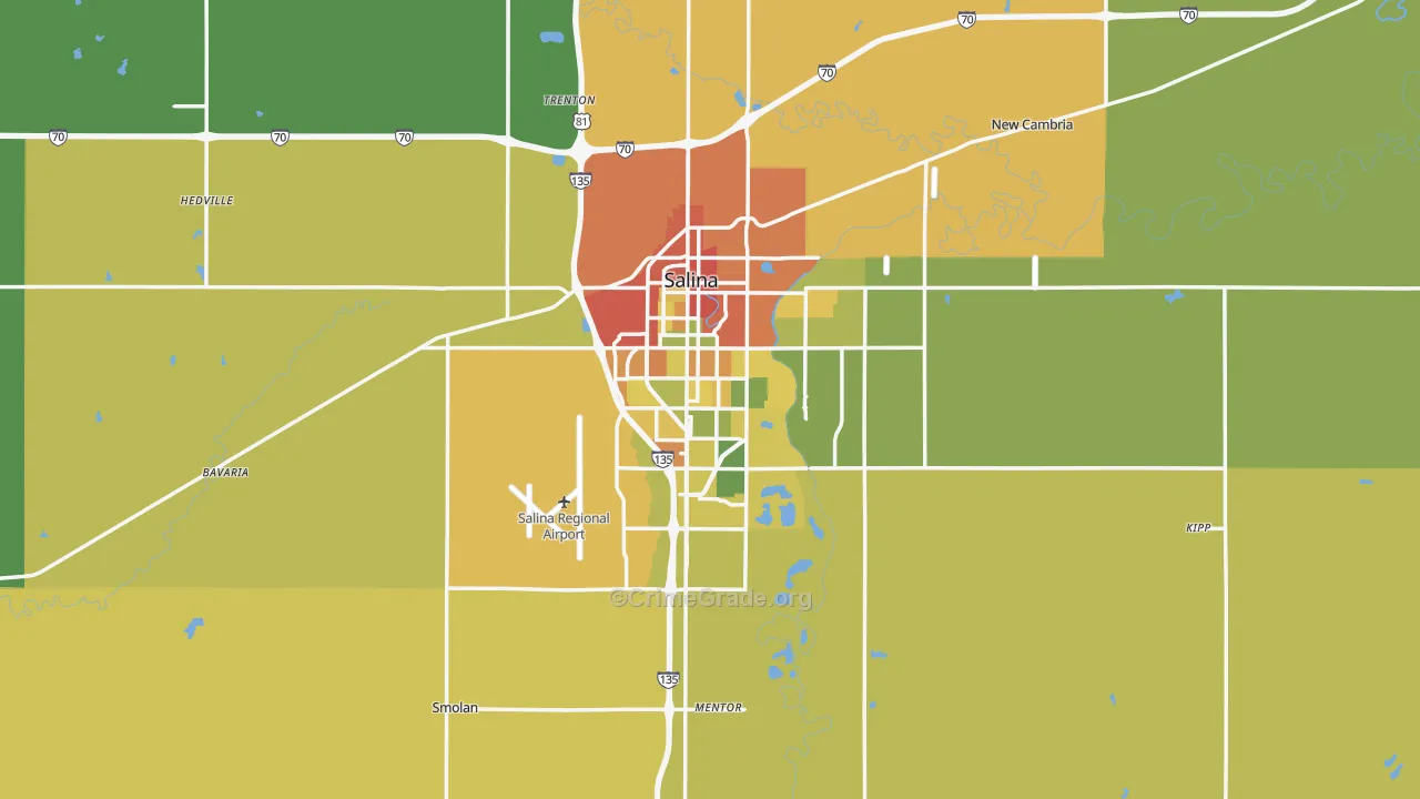 Saline County, KS Map of Assault Rates