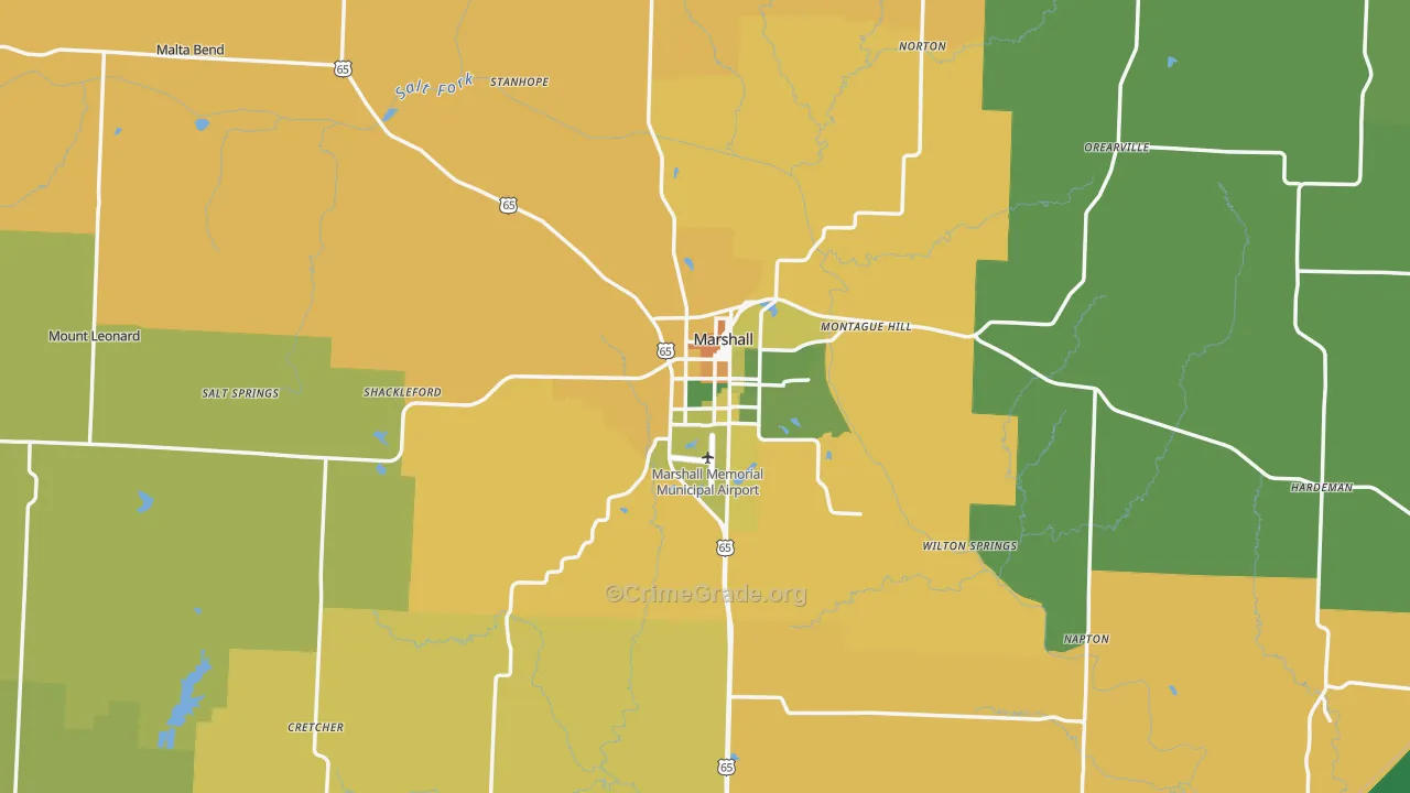 Saline County, MO Map of Assault Rates