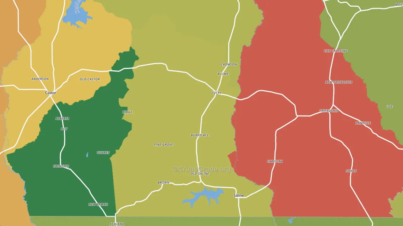 Saline, LA Map of Assault Rates