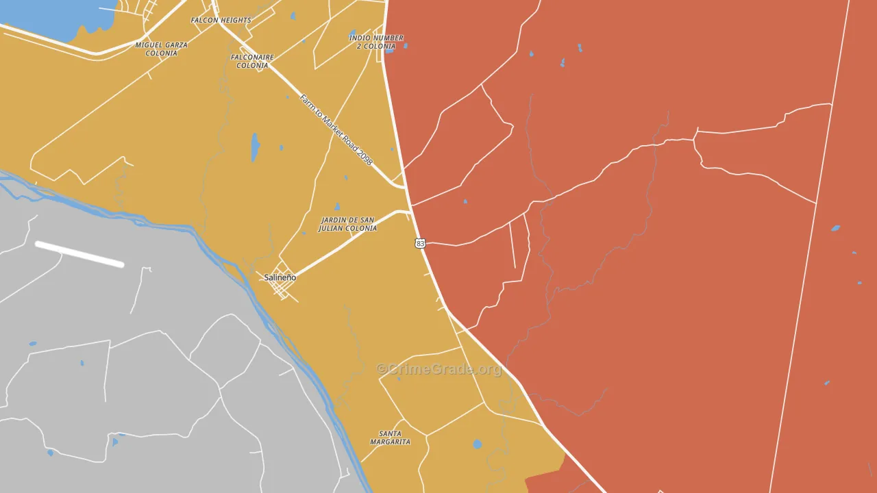 Salineno, TX Map of Assault Rates