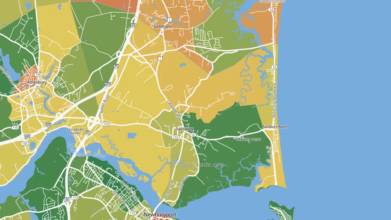 Salisbury, MA Map of Assault Rates