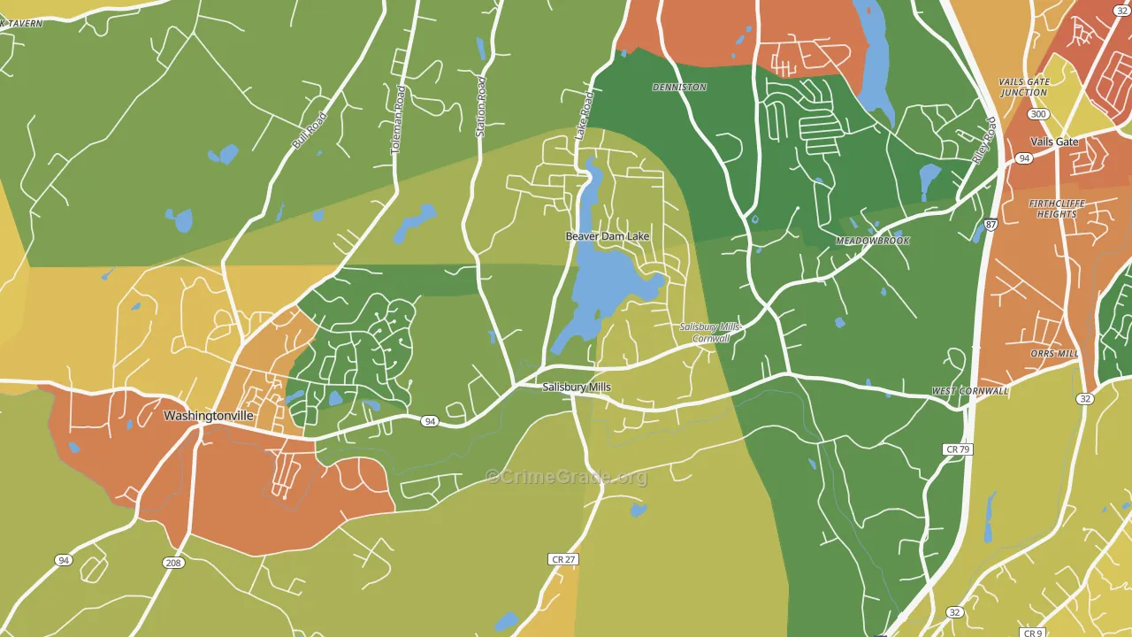 Salisbury Mills, NY Map of Assault Rates