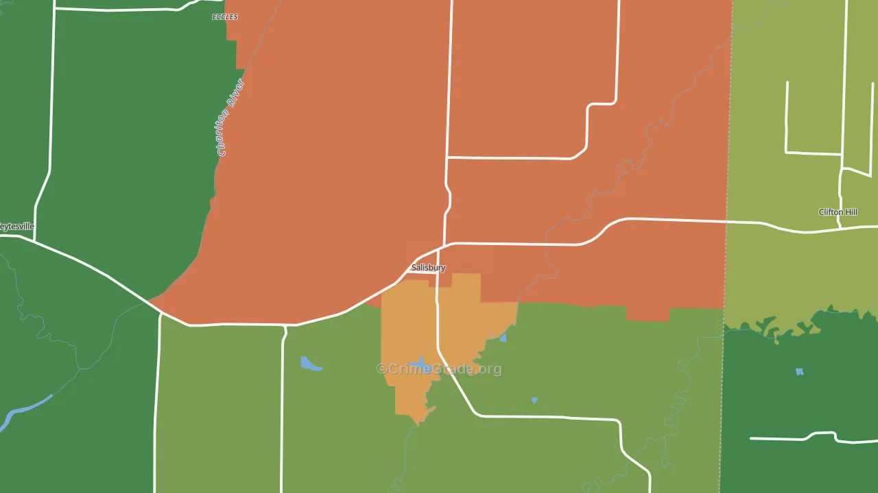 Salisbury, MO Map of Assault Rates