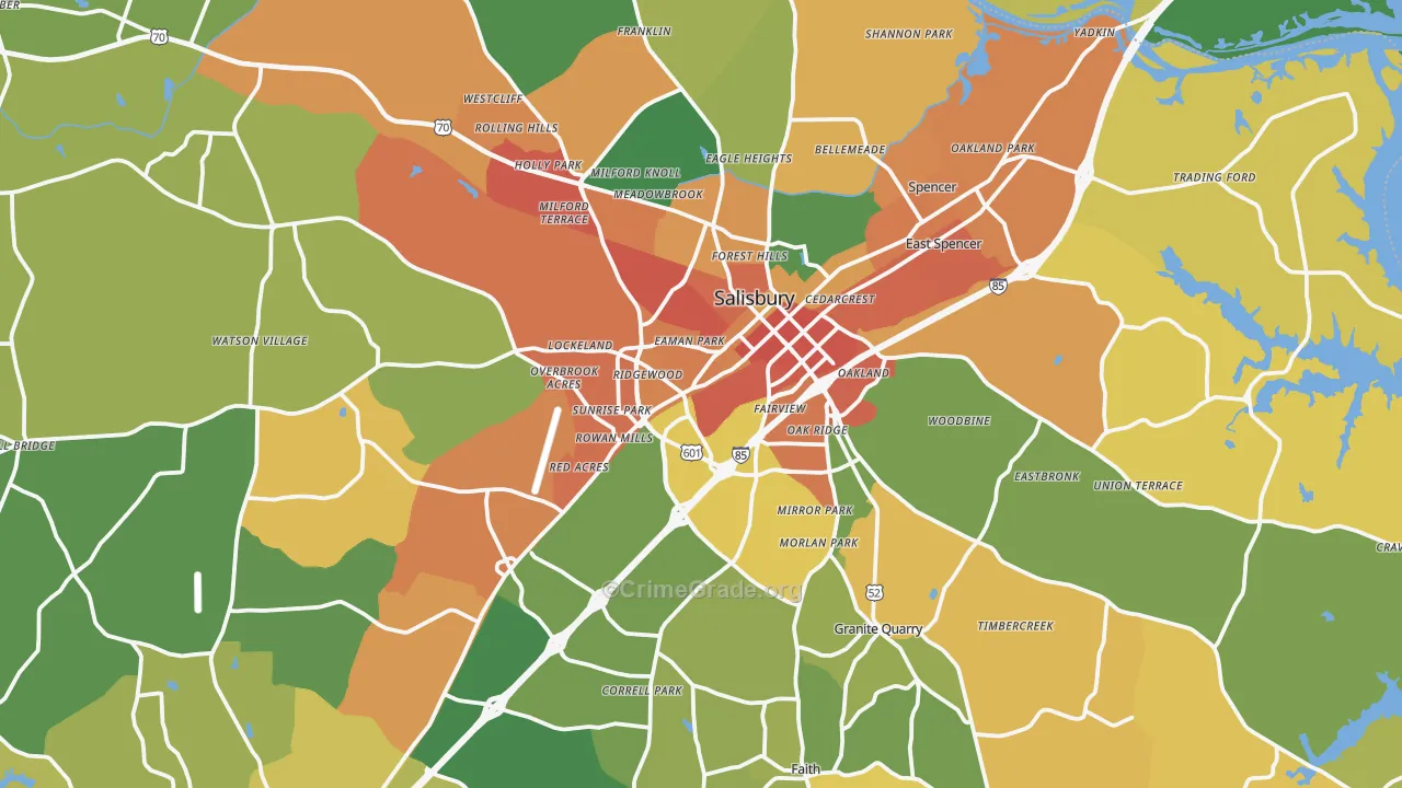 Salisbury, NC Map of Assault Rates
