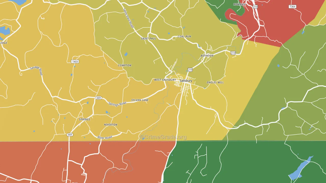 Salisbury, PA Map of Assault Rates