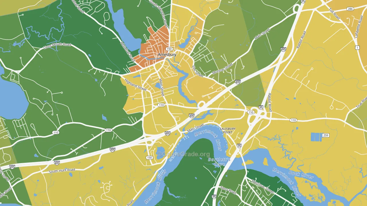 Salisbury Point, Amesbury Town, MA Map of Assault Rates