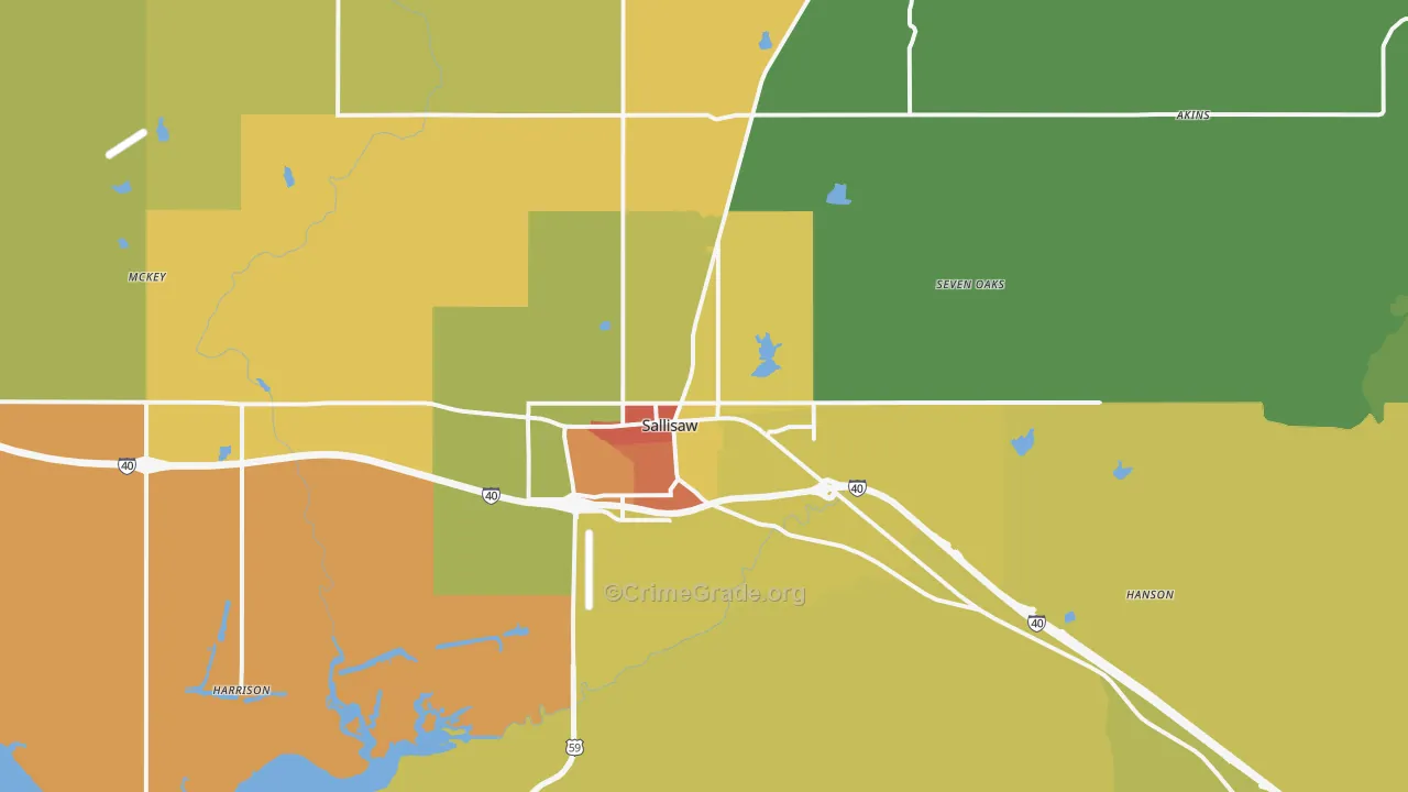 Sallisaw, OK Map of Assault Rates
