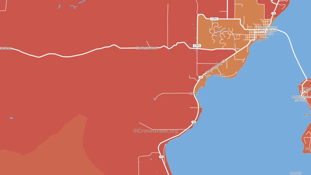 Salmo, WI Map of Assault Rates