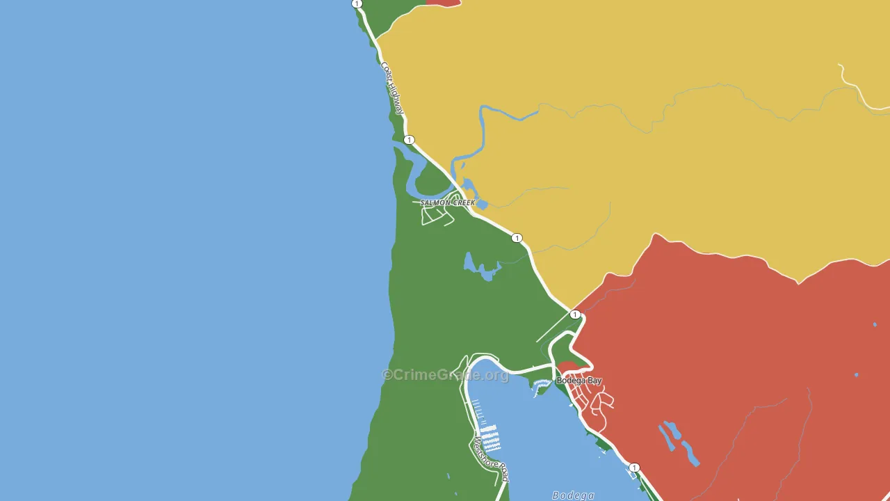 Salmon Creek, CA Map of Assault Rates