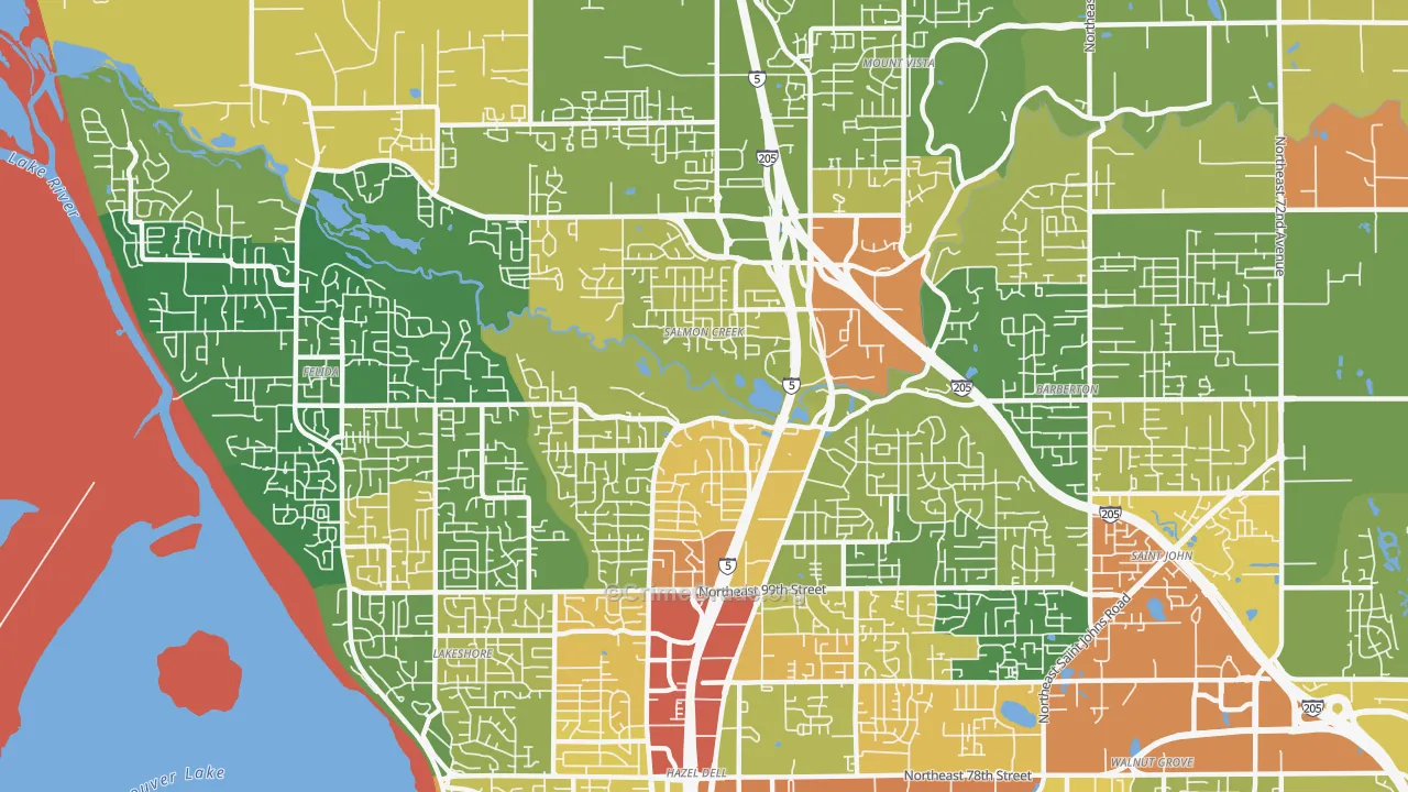 Salmon Creek, WA Map of Assault Rates