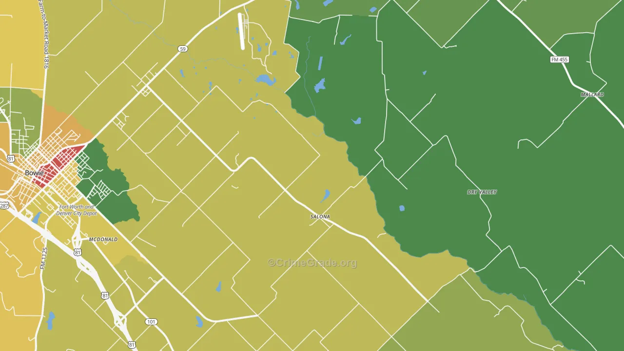 Salona, TX Map of Assault Rates
