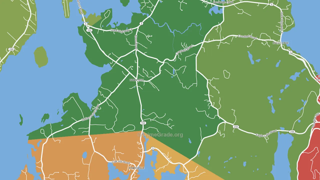 Salsbury Cove, ME Map of Assault Rates