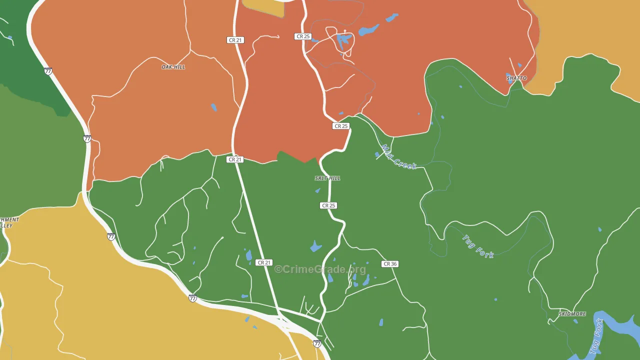 Salt Hill, WV Map of Assault Rates