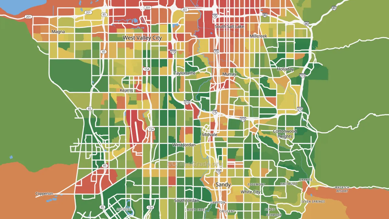 Salt Lake County, UT Map of Assault Rates