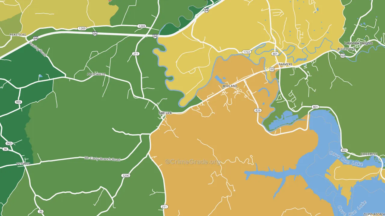 Salt Lick, KY Map of Assault Rates