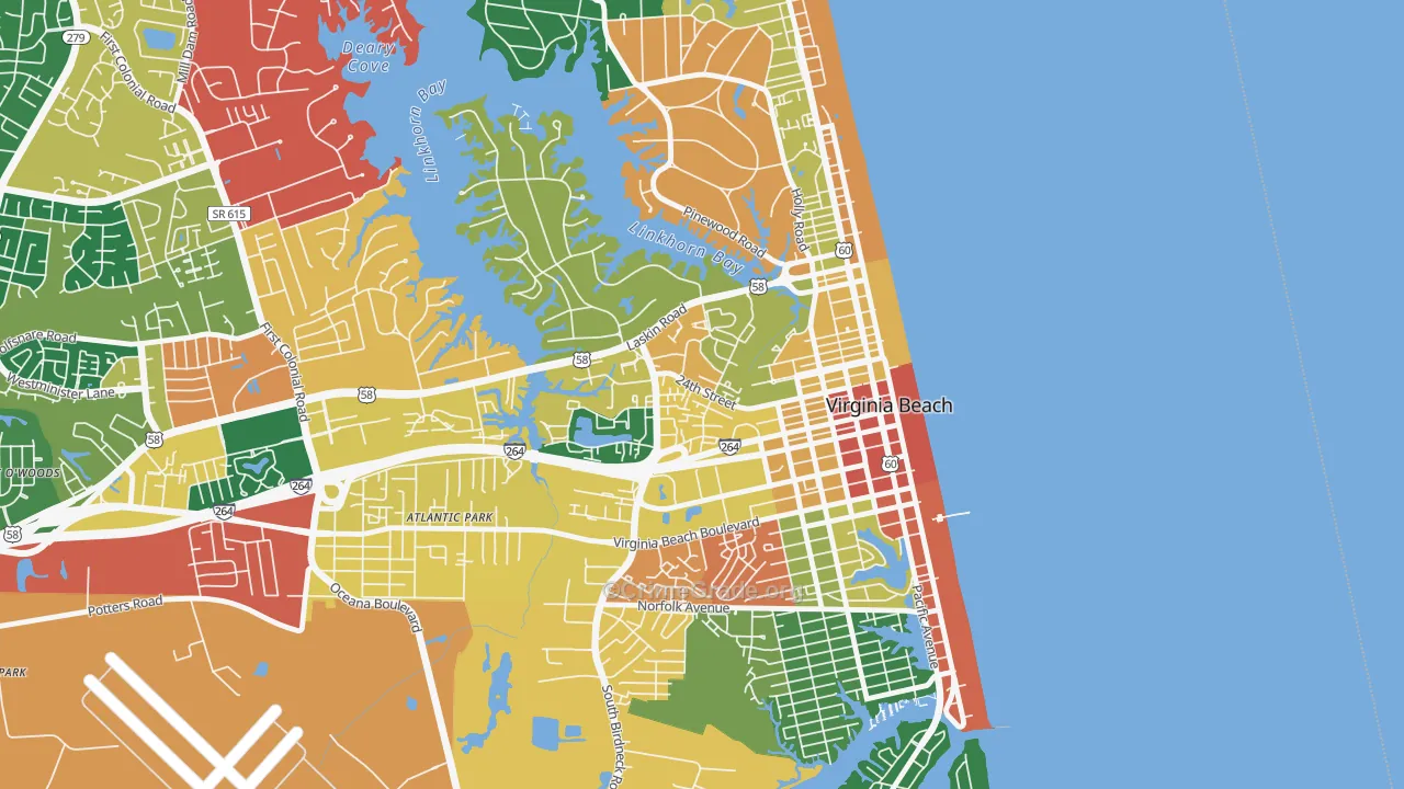 Salt Meadow Bay, Virginia Beach, VA Map of Assault Rates